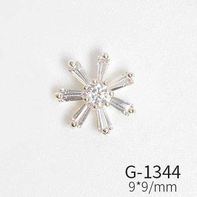 Wholesale Nail Art Pendant With Zircon Real Gold Electroplated Metal Moon Bow Butterfly Design