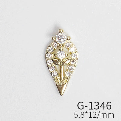Wholesale Nail Art Pendant With Zircon Real Gold Electroplated Metal Moon Bow Butterfly Design