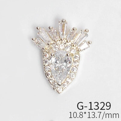 Wholesale Nail Art Pendant With Zircon Real Gold Electroplated Metal Moon Bow Butterfly Design