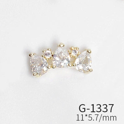 Wholesale Nail Art Pendant With Zircon Real Gold Electroplated Metal Moon Bow Butterfly Design