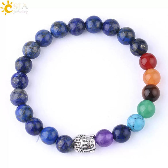 Wholesale Natural Amethyst Stone Beaded Bracelet With Buddha Head Multicolor Minimalist Unisex Jewelry