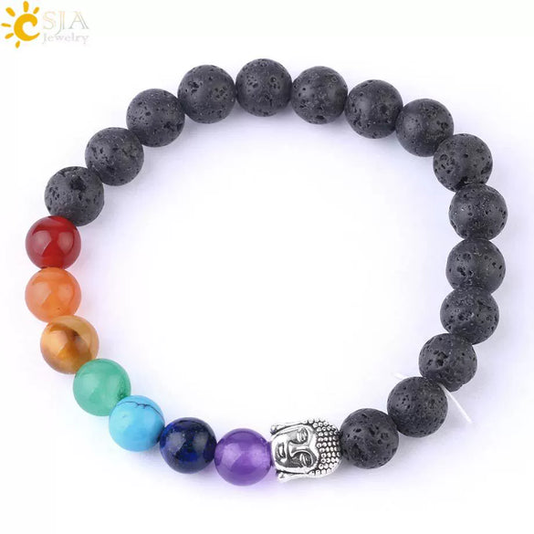 Wholesale Natural Amethyst Stone Beaded Bracelet With Buddha Head Multicolor Minimalist Unisex Jewelry