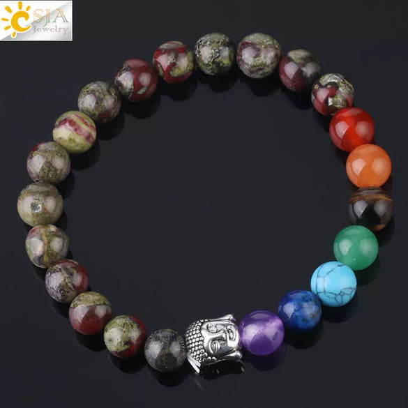 Wholesale Natural Amethyst Stone Beaded Bracelet With Buddha Head Multicolor Minimalist Unisex Jewelry