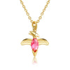 Wholesale Natural Animal Style Brass Ochain Clavicle Necklace With Copper Inlaid Zircon Pendant And Real Gold Plating