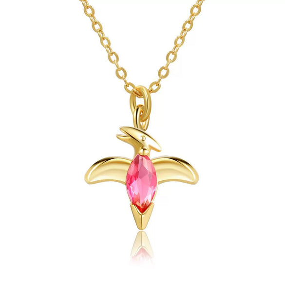 Wholesale Natural Animal Style Brass Ochain Clavicle Necklace With Copper Inlaid Zircon Pendant And Real Gold Plating