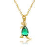 Wholesale Natural Animal Style Brass Ochain Clavicle Necklace With Copper Inlaid Zircon Pendant And Real Gold Plating