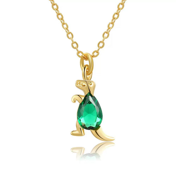 Wholesale Natural Animal Style Brass Ochain Clavicle Necklace With Copper Inlaid Zircon Pendant And Real Gold Plating