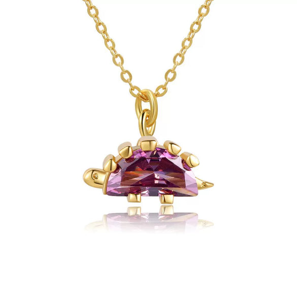 Wholesale Natural Animal Style Brass Ochain Clavicle Necklace With Copper Inlaid Zircon Pendant And Real Gold Plating