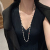 Wholesale Natural Baroque Pearl Long Sweater Chain With Geometric Pattern For Women Retro Beaded Clavicle Chain Jewelry
