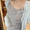 Wholesale Natural Baroque Pearl Long Sweater Chain With Geometric Pattern For Women Retro Beaded Clavicle Chain Jewelry