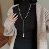 Wholesale Natural Baroque Pearl Long Sweater Chain With Geometric Pattern For Women Retro Beaded Clavicle Chain Jewelry