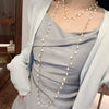 Wholesale Natural Baroque Pearl Long Sweater Chain With Geometric Pattern For Women Retro Beaded Clavicle Chain Jewelry