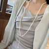 Wholesale Natural Baroque Pearl Long Sweater Chain With Geometric Pattern For Women Retro Beaded Clavicle Chain Jewelry