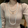 Wholesale Natural Baroque Pearl Long Sweater Chain With Geometric Pattern For Women Retro Beaded Clavicle Chain Jewelry