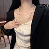 Wholesale Natural Baroque Pearl Long Sweater Chain With Geometric Pattern For Women Retro Beaded Clavicle Chain Jewelry