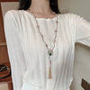 Wholesale Natural Baroque Pearl Long Sweater Chain With Geometric Pattern For Women Retro Beaded Clavicle Chain Jewelry