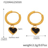 Wholesale Natural Black Agate Geometric Design Elegant Fashion Stainless Steel Electroplated Earrings For Women