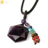 Wholesale Natural Crystal Stone Sixpointed Star Pendant Necklace With Tassel Handmade