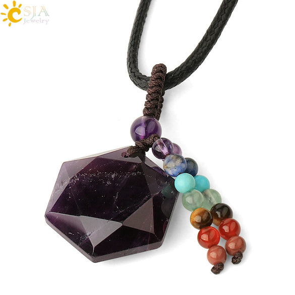 Wholesale Natural Crystal Stone Sixpointed Star Pendant Necklace With Tassel Handmade