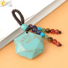 Wholesale Natural Crystal Stone Sixpointed Star Pendant Necklace With Tassel Handmade