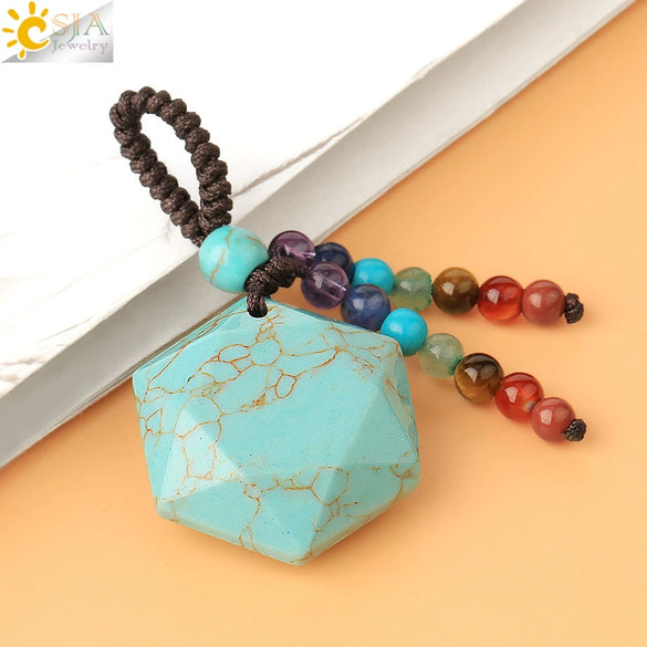Wholesale Natural Crystal Stone Sixpointed Star Pendant Necklace With Tassel Handmade