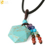 Wholesale Natural Crystal Stone Sixpointed Star Pendant Necklace With Tassel Handmade