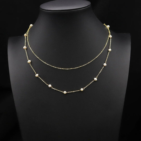 Wholesale Natural Freshwater Baroque Pearl Multi Layer Retro Long Clavicle And Sweater Chain Necklace For Women With 925 Silver Pendant And Geometric Pattern Electroplated
