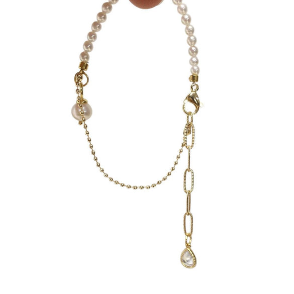 Wholesale Natural Freshwater Pearl Bracelet For Women Nearly Round Copper Alloy Jewelry