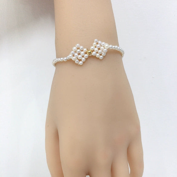 Wholesale Natural Freshwater Pearl Bracelet With Round Shape Copper Alloy Woven Hand Jewelry For Women