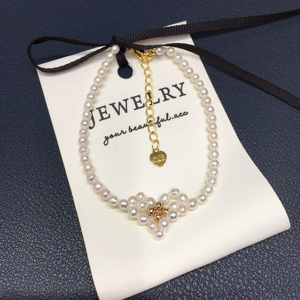Wholesale Natural Freshwater Pearl Bracelet With Round Shape Copper Alloy Woven Hand Jewelry For Women