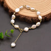 Wholesale Natural Freshwater Pearl Bracelet With Two Sided Light Retro Design Geometric Shape Electroplated Beaded Jewelry That Doesn't Fade