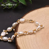 Wholesale Natural Freshwater Pearl Bracelet With Two Sided Light Retro Design Geometric Shape Electroplated Beaded Jewelry That Doesn't Fade