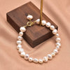Wholesale Natural Freshwater Pearl Bracelet With Two Sided Light Retro Design Geometric Shape Electroplated Beaded Jewelry That Doesn't Fade