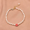 Wholesale Natural Freshwater Pearl Bracelet With Two Sided Light Retro Design Geometric Shape Electroplated Beaded Jewelry That Doesn't Fade