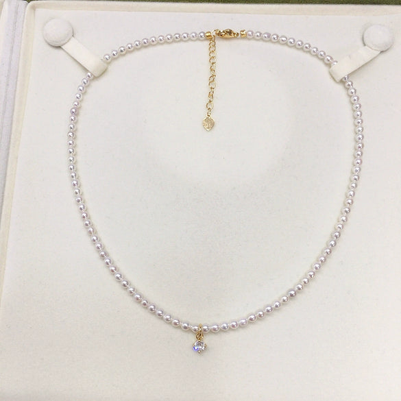 Wholesale Natural Freshwater Pearl Clavicle Necklace Round Shape Copper Alloy And Pearl Material Highend Style
