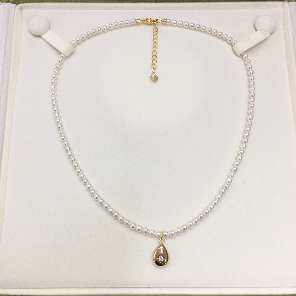 Wholesale Natural Freshwater Pearl Clavicle Necklace Round Shape Copper Alloy And Pearl Material Highend Style