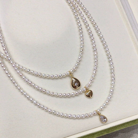 Wholesale Natural Freshwater Pearl Clavicle Necklace Round Shape Copper Alloy And Pearl Material Highend Style