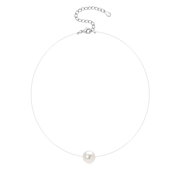 Wholesale Natural Freshwater Pearl Clavicle Necklace With Invisible Pendant Silver 925 Silver Electroplated Geometric Style