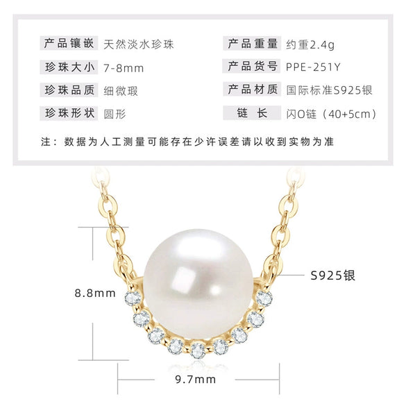 Wholesale Natural Freshwater Pearl Clavicle Necklace With Invisible Pendant Silver 925 Silver Electroplated Geometric Style