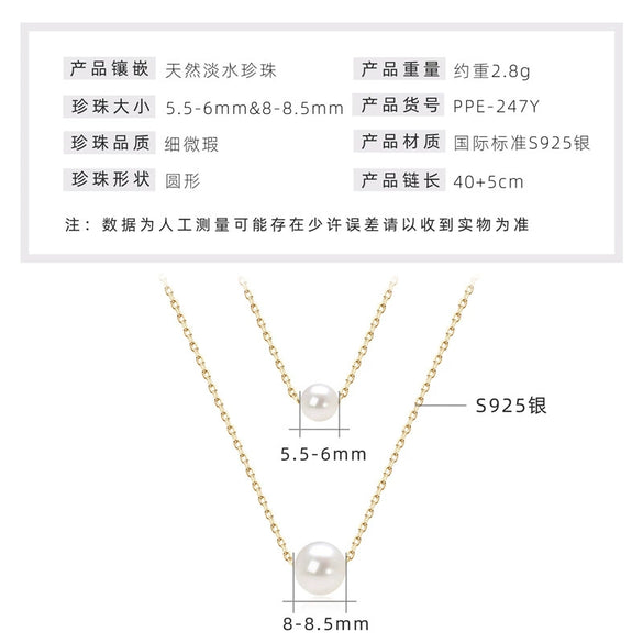 Wholesale Natural Freshwater Pearl Clavicle Necklace With Invisible Pendant Silver 925 Silver Electroplated Geometric Style