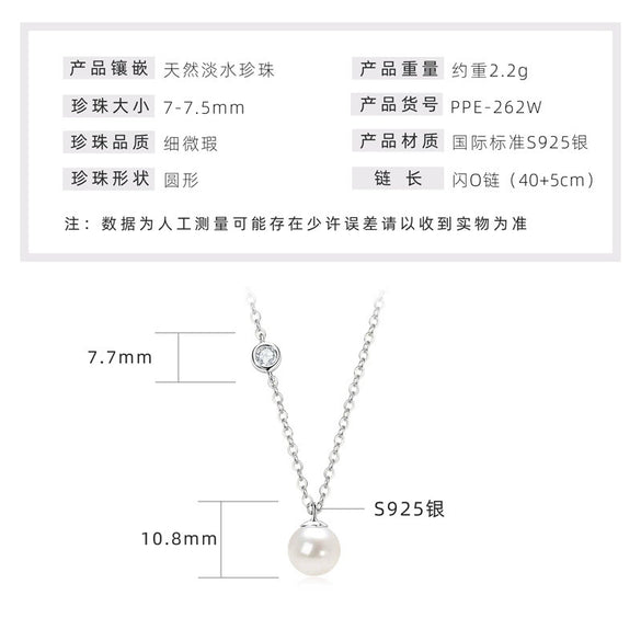 Wholesale Natural Freshwater Pearl Clavicle Necklace With Invisible Pendant Silver 925 Silver Electroplated Geometric Style