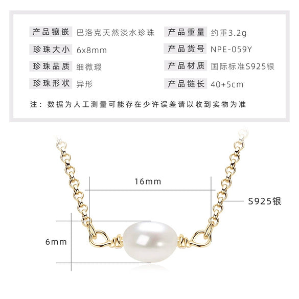 Wholesale Natural Freshwater Pearl Clavicle Necklace With Invisible Pendant Silver 925 Silver Electroplated Geometric Style