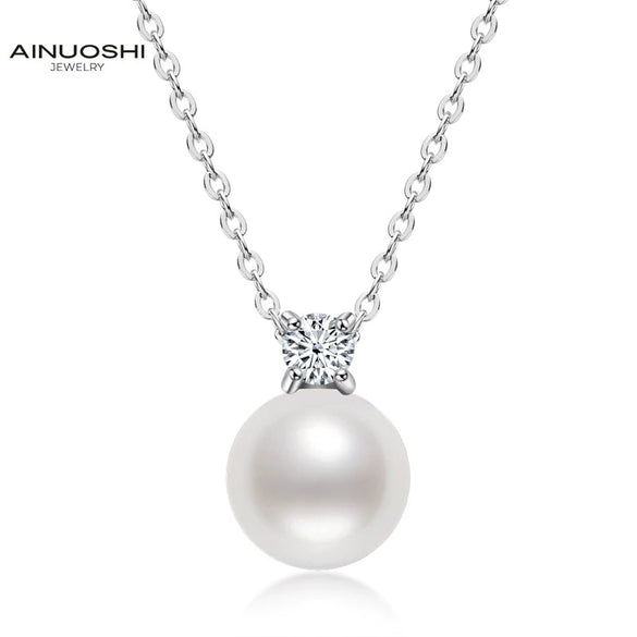Wholesale Natural Freshwater Pearl Clavicle Necklace With Invisible Pendant Silver 925 Silver Electroplated Geometric Style