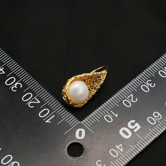 Wholesale Natural Freshwater Pearl Ear Hooks With Retro Bird's Nest Niche Design S925 Silver Needle Earrings 18K Real Gold Plated
