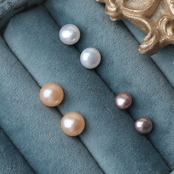 Wholesale Natural Freshwater Pearl Earrings With S925 Sterling Silver Needle And Oblate Shape