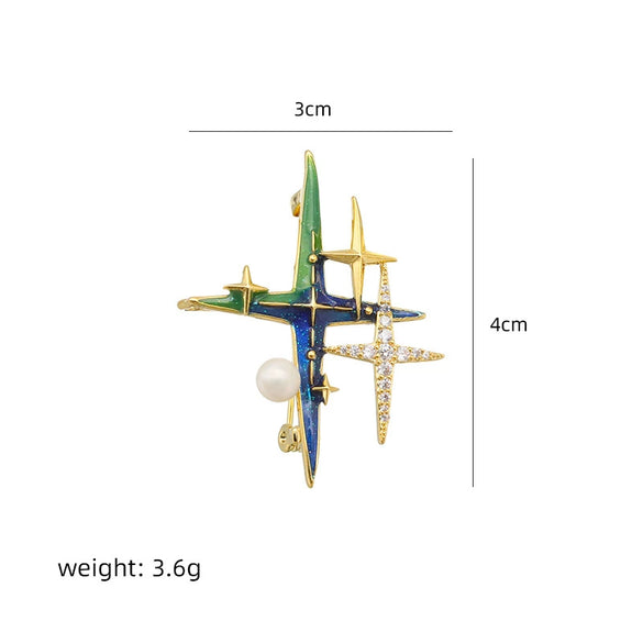 Wholesale Natural Freshwater Pearl Geometric Brooch With Enamel Color Zircon And Electroplating