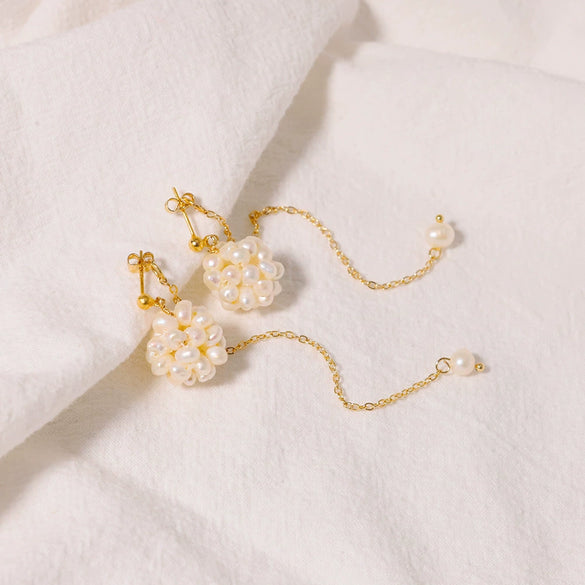 Wholesale Natural Freshwater Pearl Geometric Earrings With S925 Silver Needle And Electroplating Process For Women