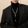 Wholesale Natural Freshwater Pearl Long Sweater Chain Necklace With Electroplating And Geometric Design For Women