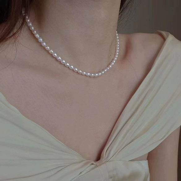 Wholesale Natural Freshwater Pearl Necklace Simple Exquisite Clavicle Chain Light Luxury Versatile For Women