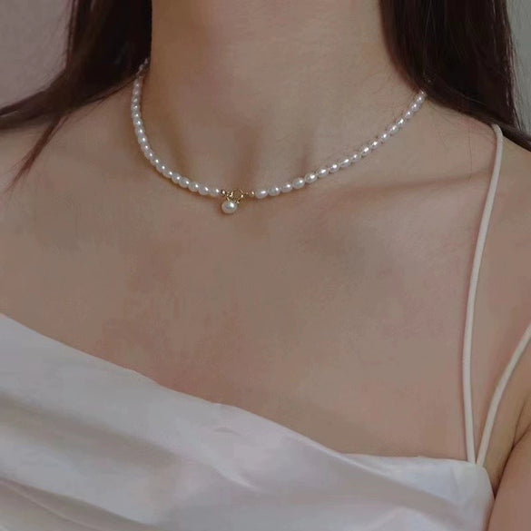 Wholesale Natural Freshwater Pearl Necklace Simple Exquisite Clavicle Chain Light Luxury Versatile For Women